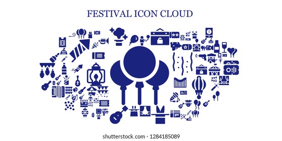  festival icon set. 93 filled festival icons. Simple modern icons about  - Balloons, Balloon, Magic, Event, Stage, Magic hat, Guitar, Fermentation, Ticket, Party blower, Confetti