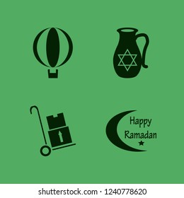 festival icon. festival vector icons set handcart, happy ramadan, balloon and jug with star of david