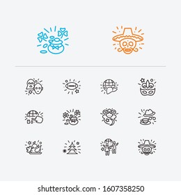 Festival icons set. Christmas and festival icons with bloomsday, star wars day and st patricks day. Set of the for web app logo UI design.