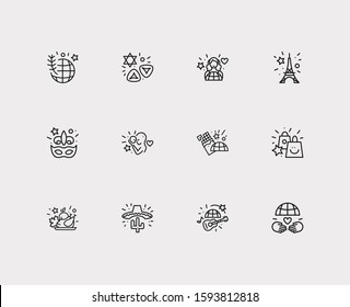Festival icons set. Thanksgiving day and festival icons with mothers day, international women day and international volunteers day. Set of person for web app logo UI design.