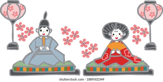 Doll’s Festival Japanese Hina dolls　illustration