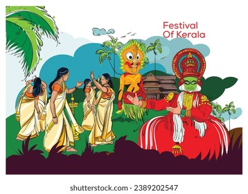 festival of kerala celebration vector illustration