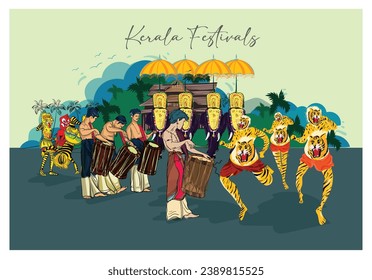 festival of kerala celebration vector illustration