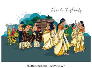 festival of kerala celebration vector illustration