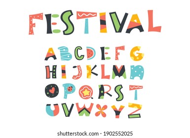 Festival Letter Set, Colorful And Playful Font