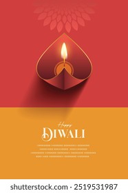 Festival of light. Celebration of diwali Greeting card with premium looking diya.