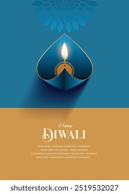 Festival of light. Celebration of diwali Greeting card with premium looking diya.