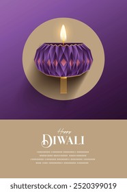 Festival of light, Diwali Wishes Greeting Card with diya.