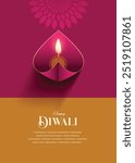 Festival of light Happy Diwali Wishes Greeting card.