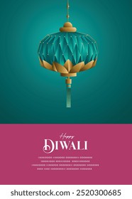 Festival of light, Happy diwali wishes lantern paper origami style  