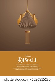 Festival of light, Happy diwali wishes greeting card with lantern.