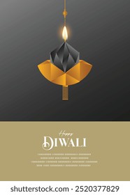 Festival of light, Happy Diwali Wishes Greeting card with premium diya.