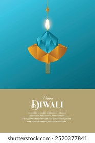 Festival of light, Happy Diwali Wishes Greeting card with premium diya.