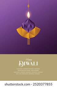 Festival de luz, Feliz Diwali Deseja cartão de saudação com premium diya.