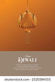 Festival of Light, Happy Diwali wishes greeting card with lantern.