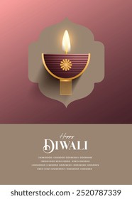 Festival of light, Happy Diwali wishes greeting card with premium diya.