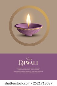 Festival of light, Happy Diwali wishes greeting card with premium style diya.