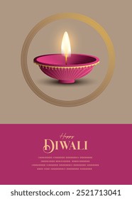 Festival of light, Happy Diwali wishes greeting card with premium style diya.