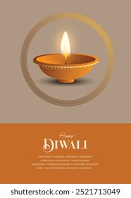 Festival of light, Happy Diwali wishes greeting card with premium style diya.