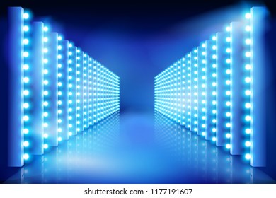 Festival of light. Illuminated stage. Vector illustration.