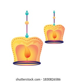 festival of lights, candle flame in white background vector illustration design