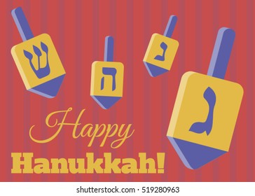 Festival of lights. Feast of dedication. Dreidel for Hanukkah icon. Vector chanukah dreidel.Happy Hanukkah greeting card design. Hanukkah template for postcard, invitation card,  fyer. 
