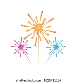 festival of lights, fireworks in white background vector illustration design