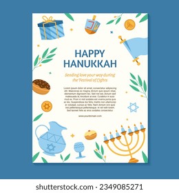 Festival of lights holi day of judaism vector poster design.