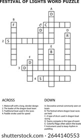 Festival de luzes Palavra Puzzle Grid Pistas através de palavras cruzadas para baixo