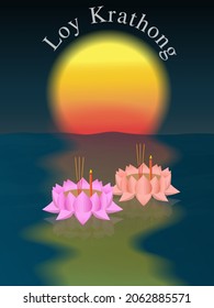 Festival of Loi Krathong landmark thailand, Business presentation vector template used for decoration, ad design, website or publication. banners and posters Covers and brochures, flyers
