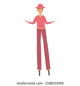 Festival Man Stilt Icon Cartoon Vector. Street Walker. Artist Play