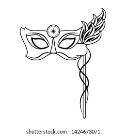 Festival mask with feathers and gem isolated vector illustration graphic design