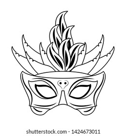 Festival mask with feathers isolated vector illustration graphic design