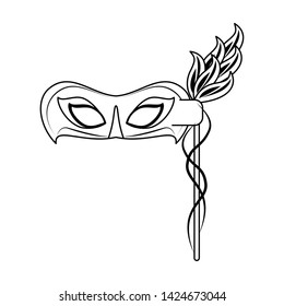 Festival mask with feathers isolated vector illustration graphic design