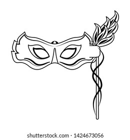 Festival mask with feathers isolated vector illustration graphic design