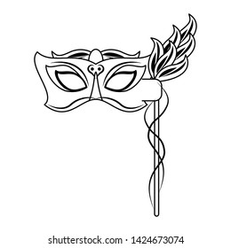 Festival mask with feathers isolated vector illustration graphic design