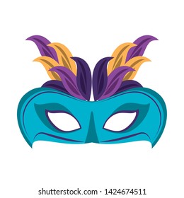 Festival mask with feathers isolated vector illustration graphic design