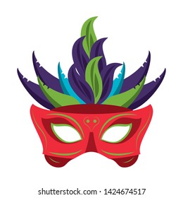 Festival mask with feathers isolated vector illustration graphic design
