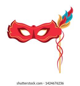 Festival mask with feathers isolated vector illustration graphic design