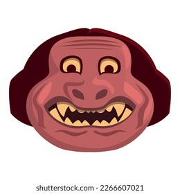 Festival mask icon cartoon vector. Japan face. Angry asian mask