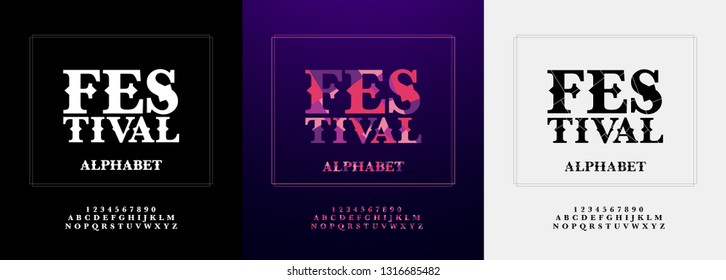 festival modern alphabet and number font set. Typography color paper cut fonts design for festival or celebration. vector illustration