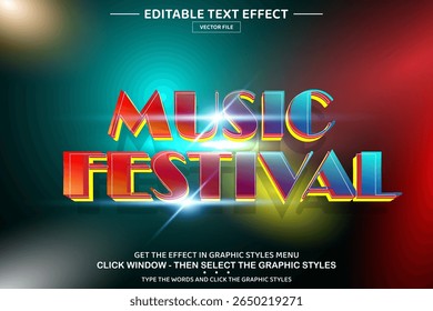 Festival music 3D editable text effect template