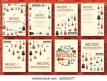 Festival music instruments circle infographics template concept. Vector flat with long shadow illustration background. Icons design for your product or web and mobile applications.
