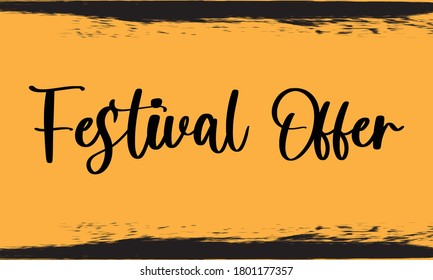 Festival Offer Calligraphy Handwritten Black Color Text On Yellow Background