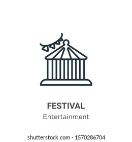 Festival outline vector icon. Thin line black festival icon, flat vector simple element illustration from editable entertainment concept isolated on white background
