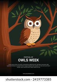 Festival of Owls Week background. Vector illustration.