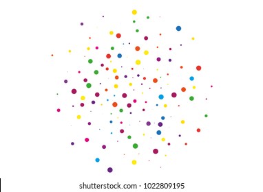 Festival pattern with color round glitter, confetti. Random, chaotic polka dot. Bright background  for party invites, wedding, cards, phone Wallpapers. Vector illustration. Typographic design.