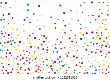 Festival pattern with color round glitter, confetti. Random, chaotic polka dot. Bright background  for party invites, wedding, cards, phone Wallpapers. Vector illustration. Typographic design.