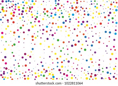 Festival pattern with color round glitter, confetti. Random, chaotic polka dot. Bright background  for party invites, wedding, cards, phone Wallpapers. Vector illustration. Typographic design.