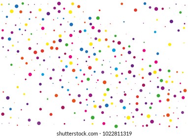 Festival pattern with color round glitter, confetti. Random, chaotic polka dot. Bright background  for party invites, wedding, cards, phone Wallpapers. Vector illustration. Typographic design. 